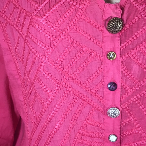 Coral Soft Surroundings Button Detail Blouse Sz L - Picture 4 of 7